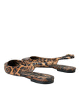 Dolce & Gabbana Brown Leopard Exotic Skin Slingback Shoes