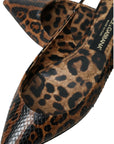 Dolce & Gabbana Brown Leopard Exotic Skin Slingback Shoes
