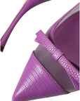 Dolce & Gabbana Purple Leather Mesh High Heels Slingback Shoes