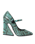 Dolce & Gabbana Aqua Python Leather Mary Jane Pumps Shoes