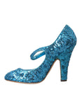 Dolce & Gabbana Blue Sequin Mary Jane Pumps High Heels Shoes