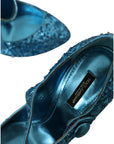 Dolce & Gabbana Blue Sequin Mary Jane Pumps High Heels Shoes