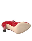 Dolce & Gabbana Red Leather Embellished Mary Jane Pumps Heels Shoes