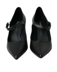 Dolce & Gabbana Black Leather Logo Heels Mary Janes Pumps Shoes