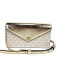 Michael Kors Jet Set Travel Pale Gold Small Flap Clutch Crossbody Bag