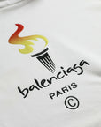 Balenciaga White Cotton Logo Hooded Pullover Sweatshirt Sweater