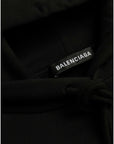 Balenciaga Black Cotton Logo Hooded Pullover Sweatshirt Sweater