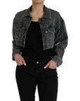 Dolce & Gabbana Dark Gray Cotton Stretch Cropped Denim Jacket