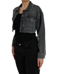 Dolce & Gabbana Dark Gray Cotton Stretch Cropped Denim Jacket