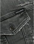 Dolce & Gabbana Dark Gray Cotton Stretch Cropped Denim Jacket