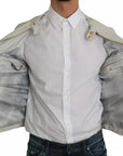Dolce & Gabbana Leather White Biker Motorcycle Jacket
