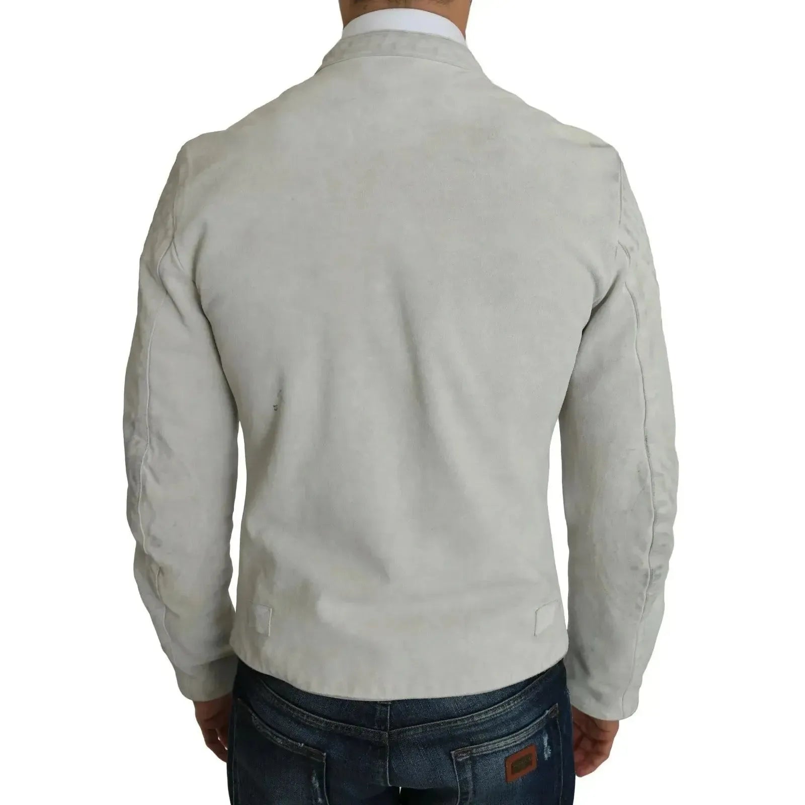 Dolce & Gabbana Leather White Biker Motorcycle Jacket