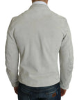 Dolce & Gabbana Leather White Biker Motorcycle Jacket