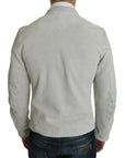 Dolce & Gabbana Leather White Biker Motorcycle Jacket