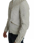 Dolce & Gabbana Leather White Biker Motorcycle Jacket