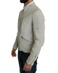 Dolce & Gabbana Leather White Biker Motorcycle Jacket
