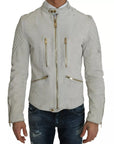Dolce & Gabbana Leather White Biker Motorcycle Jacket
