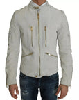 Dolce & Gabbana Leather White Biker Motorcycle Jacket