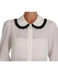 Dolce & Gabbana White Silk Shirt Ruffle Rouded Collar Blouse