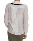 Dolce & Gabbana White Silk Shirt Ruffle Rouded Collar Blouse