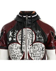 Dolce & Gabbana Black Bordeaux Hooded Leather DG King of Love Jacket