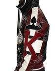 Dolce & Gabbana Black Bordeaux Hooded Leather DG King of Love Jacket