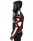 Dolce & Gabbana Black Bordeaux Hooded Leather DG King of Love Jacket