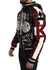 Dolce & Gabbana Black Bordeaux Hooded Leather DG King of Love Jacket