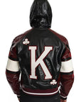 Dolce & Gabbana Black Bordeaux Hooded Leather DG King of Love Jacket