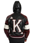 Dolce & Gabbana Black Bordeaux Hooded Leather DG King of Love Jacket