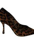 Dolce & Gabbana Brown Leopard Pony Hair Heels Pumps Shoes
