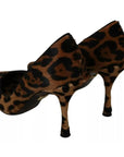 Dolce & Gabbana Brown Leopard Pony Hair Heels Pumps Shoes