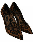 Dolce & Gabbana Brown Leopard Pony Hair Heels Pumps Shoes