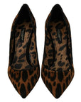 Dolce & Gabbana Brown Leopard Pony Hair Heels Pumps Shoes