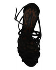 Dolce & Gabbana Black Suede Ankle Strap Stiletto Shoes