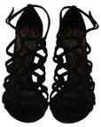 Dolce & Gabbana Black Suede Ankle Strap Stiletto Shoes