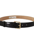 Dolce & Gabbana Black Leather Gold Metal Logo Engraved Buckle Belt