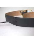 Dolce & Gabbana Black Leather Gold Oval Metal Buckle Belt