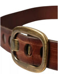 Dolce & Gabbana Brown Leather Gold Metal Buckle Women Belt
