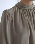 Dolce & Gabbana Gray Mock Neck Long Sleeves Top Blouse
