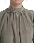Dolce & Gabbana Gray Mock Neck Long Sleeves Top Blouse