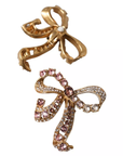 Dolce & Gabbana Gold Brass Pink Clear Crystal Bow Fiocchi Christmas
