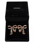Dolce & Gabbana Gold Brass Pink Clear Crystal Bow Fiocchi Christmas