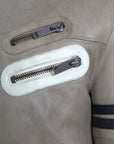 Dolce & Gabbana Beige Leather Full Zip Biker Coat Jacket