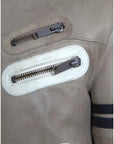 Dolce & Gabbana Beige Leather Full Zip Biker Coat Jacket