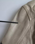 Dolce & Gabbana Beige Leather Full Zip Biker Coat Jacket