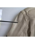 Dolce & Gabbana Beige Leather Full Zip Biker Coat Jacket