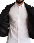 Dolce & Gabbana Black Brocade Full Zip Biker Coat Jacket