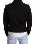 Dolce & Gabbana Black Brocade Full Zip Biker Coat Jacket
