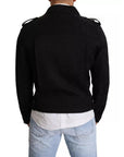 Dolce & Gabbana Black Brocade Full Zip Biker Coat Jacket